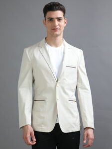 Comfort fit, Casual Jacket (Cream with brown tipping)