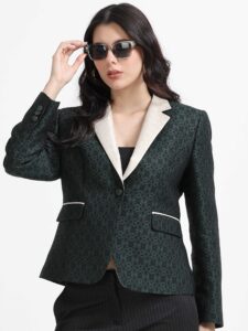 Jaquard Olive Green Blazer