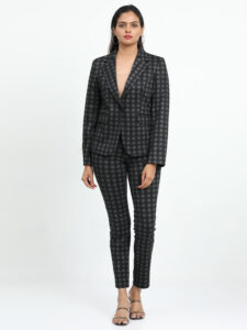 Lycra Radiance Black Check Suit