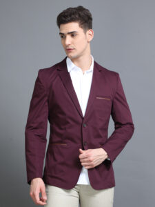 Comfort fit, Casual Jacket, Lined (Maroon with tipping)