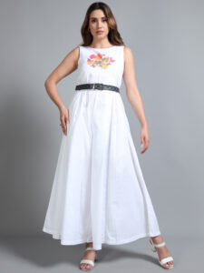 Hand Painted Jumpsuit White Linen
