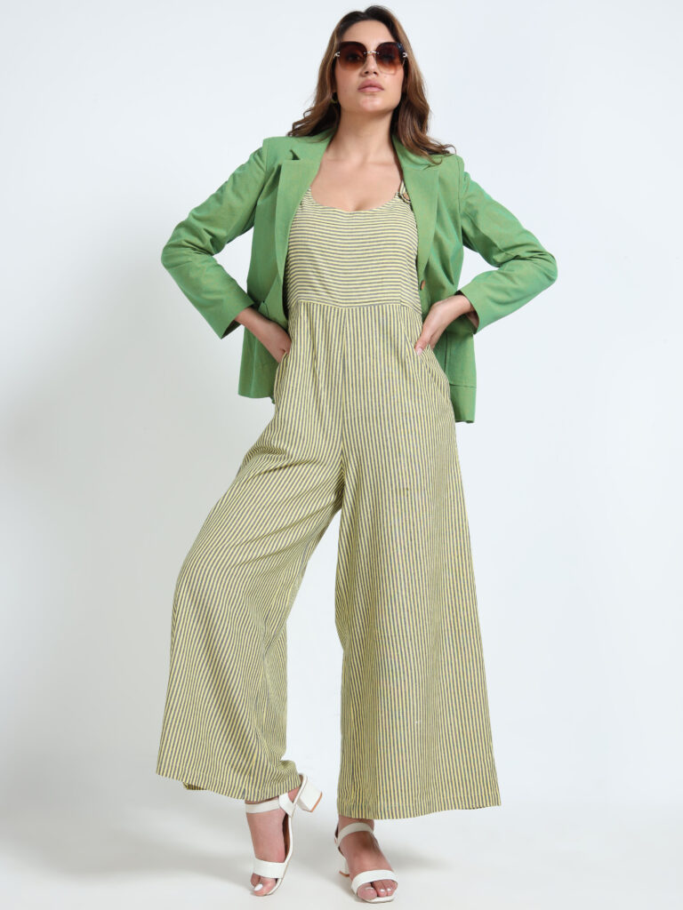 Green Jump Suit + Blazer